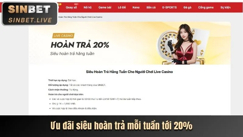Hoàn trả benvip hàng ngày